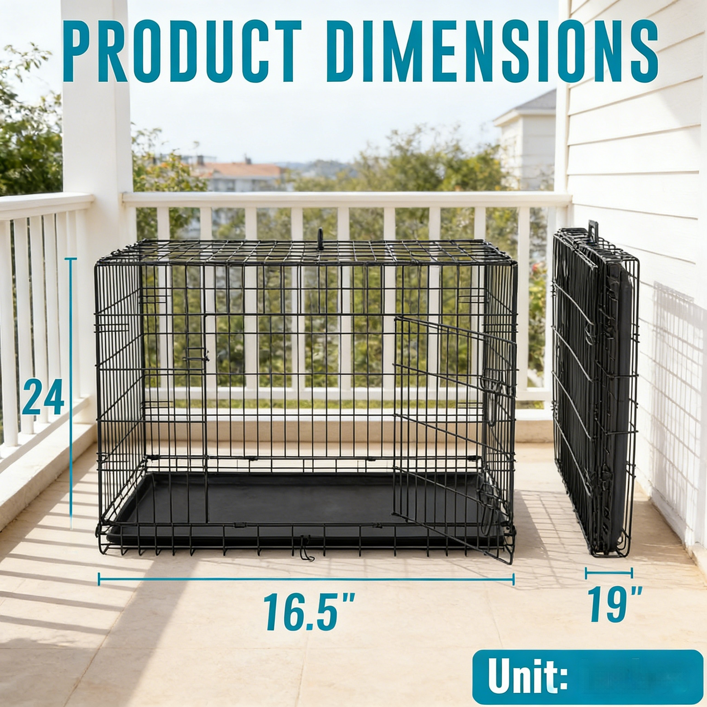 Crate for Small Dogs 24 Inch Folding Metal WirePet Cage Double Door W/Divider Panel Indoor Outdoor Kennel Leak-Proof Plastic Tray