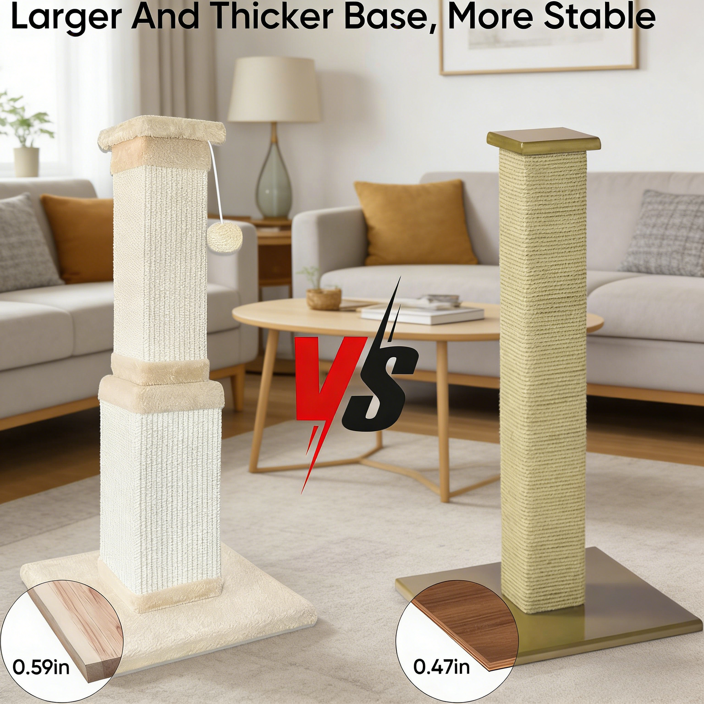 Cat Scratching Post, 32 Inch Cat Scratching Post for Large Cats, Scratching Posts for Indoor Cats Adults