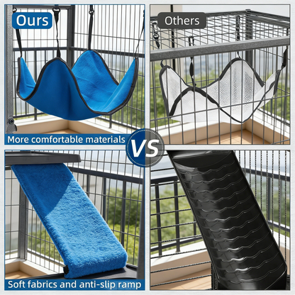 50''H Metal Small Animal Cages, Rolling Chinchilla Cage with Removable Ramps