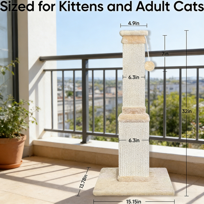 Cat Scratching Post, 32 Inch Cat Scratching Post for Large Cats, Scratching Posts for Indoor Cats Adults