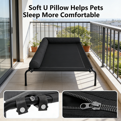 Cooling Elevated Dog Bed for Large Dogs, Portable Indoor & Outdoor Raised Dog Bed with Breathable Mesh