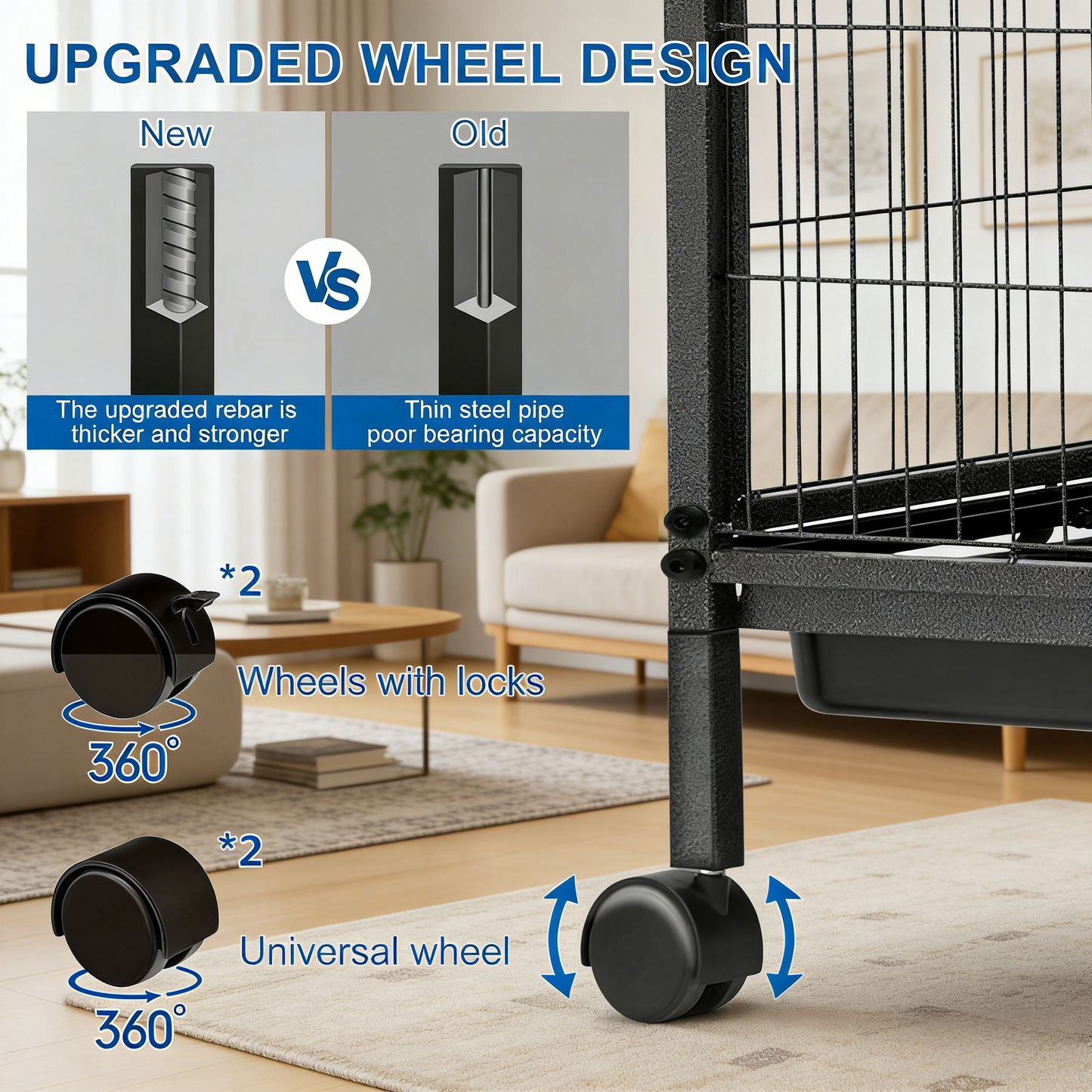 50''H Metal Small Animal Cages, Rolling Chinchilla Cage with Removable Ramps