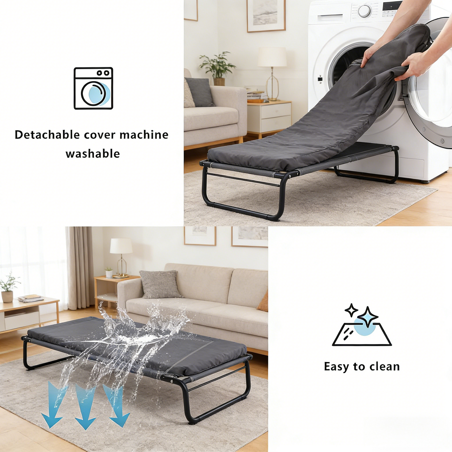 Cooling Elevated Dog Bed for Large Dogs, Portable Indoor & Outdoor Raised Dog Bed with Breathable Mesh