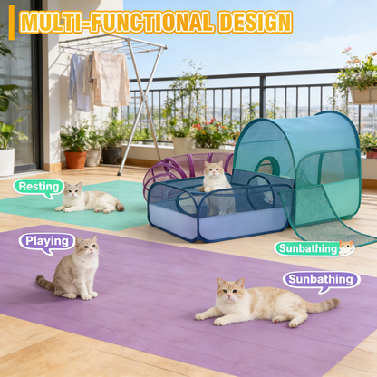 2-Linked-Enclosed Areas, Ideal Cat Tent Outdoor or Cat Playpen for Indoor Cats Enclosed