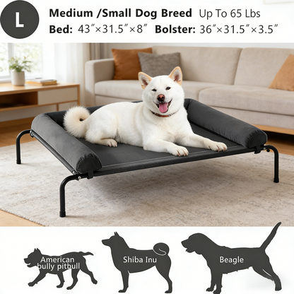 Cooling Elevated Dog Bed for Large Dogs, Portable Indoor & Outdoor Raised Dog Bed with Breathable Mesh